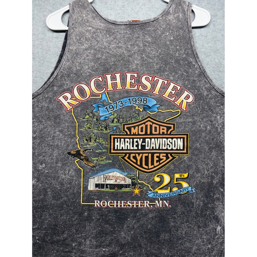 Harley Davidson Vintage Gray Mineral Wash Tank Top Rochester MN 25th Anniversary - Picture 7 of 7